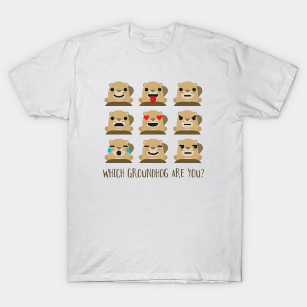 Groundhog Day Cute Emoji Which One Are You? T-Shirt by FlashMac